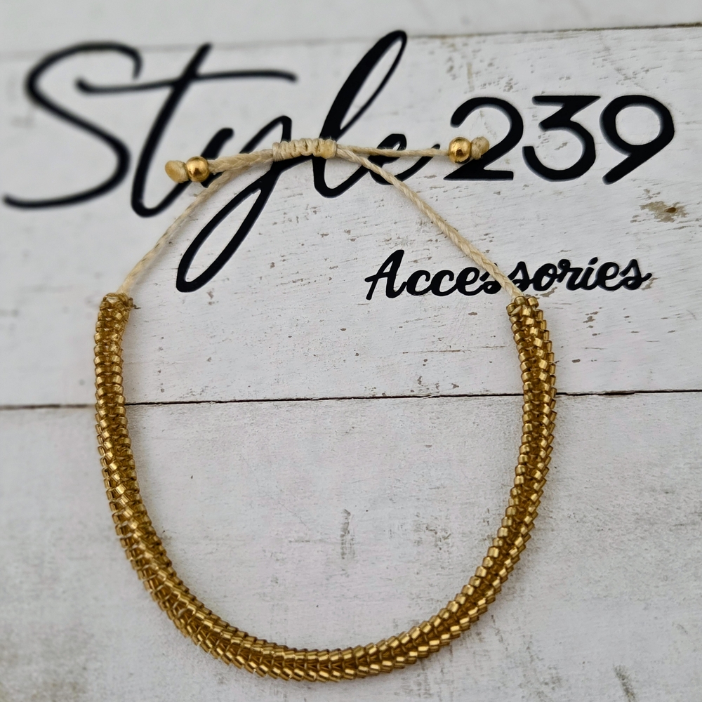 Miyuki Gold Beaded Adjustable Bracelet